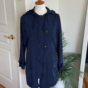 GAP Dark Blue Women's Hooded Trench Coat